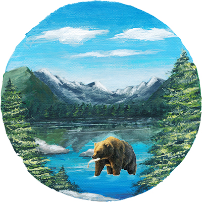 Bear in Lake with Fish