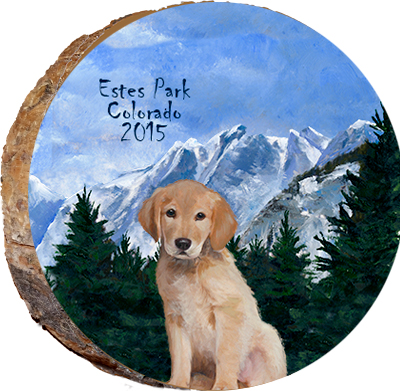 Alaskan Mountains with Golden Puppy