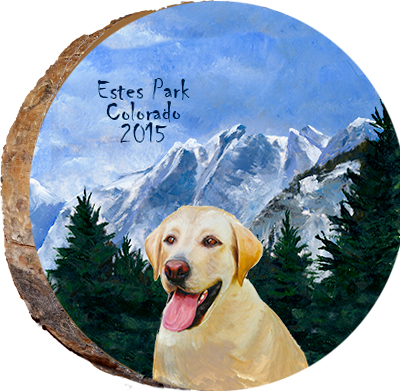 Alaskan Mountains with Yellow Lab