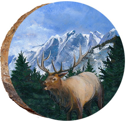 Alaskan Mountains with Elk