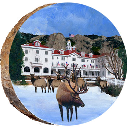 A Herd of Elk at the Stanley Hotel at Dusk