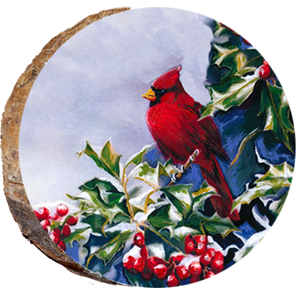 Cardinal in a Holly Tree