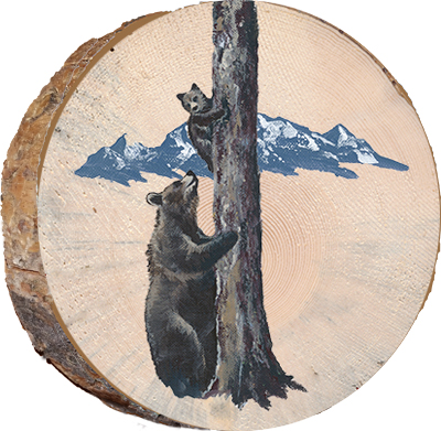 Scolded cub on Wood