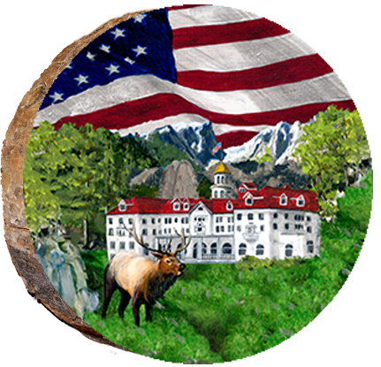 Flag, Stanley Hotel with Elk