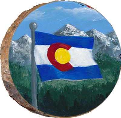 Colorado State Flag Mountain Backdrop