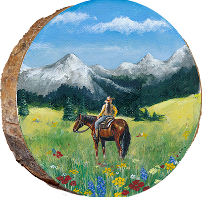 Cowgirl in Field of Flowers