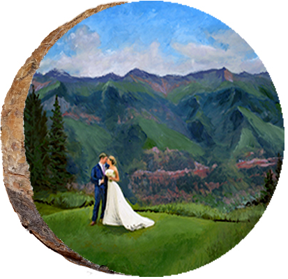Bride and Groom with Mountains in the Background