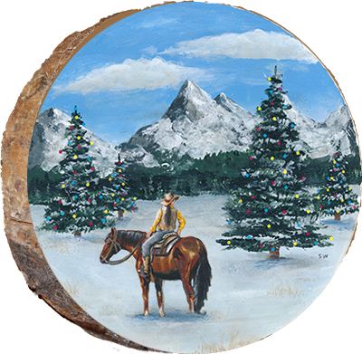 Cowgirl in Christmas Snow