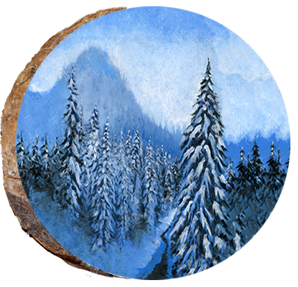 Snowy Wintry Mountain Scene
