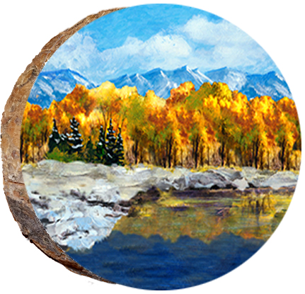 Aspens with Reflection in Mountain Stream