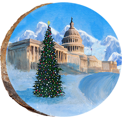 Capital Christmas Tree on Cloudy Day