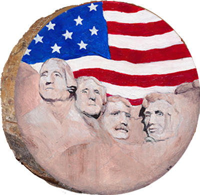 Mt. Rushmore with American Flag